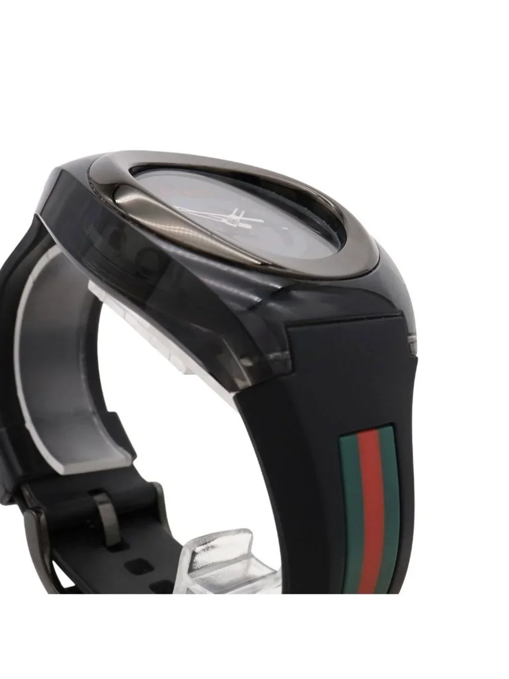 Gucci Sink Interlocking G Sherry Gray Dial SS Rubber Quartz Watch 137.1